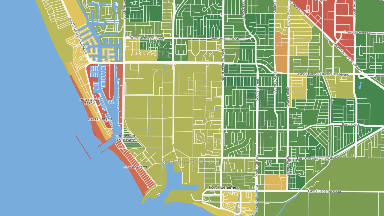 Port Hueneme Cbc Base, CA Map of Drug-Related Crime Rates