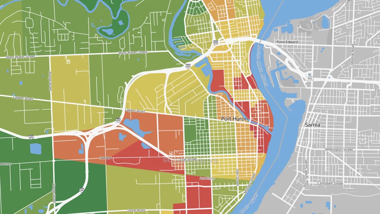 Port Huron, MI Map of Drug-Related Crime Rates