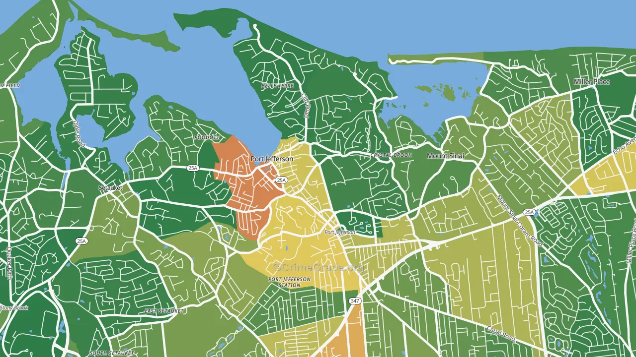 Port Jefferson, NY Map of Drug-Related Crime Rates