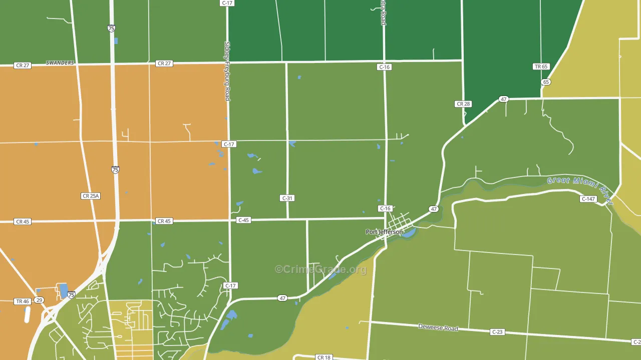 Port Jefferson, OH Map of Drug-Related Crime Rates