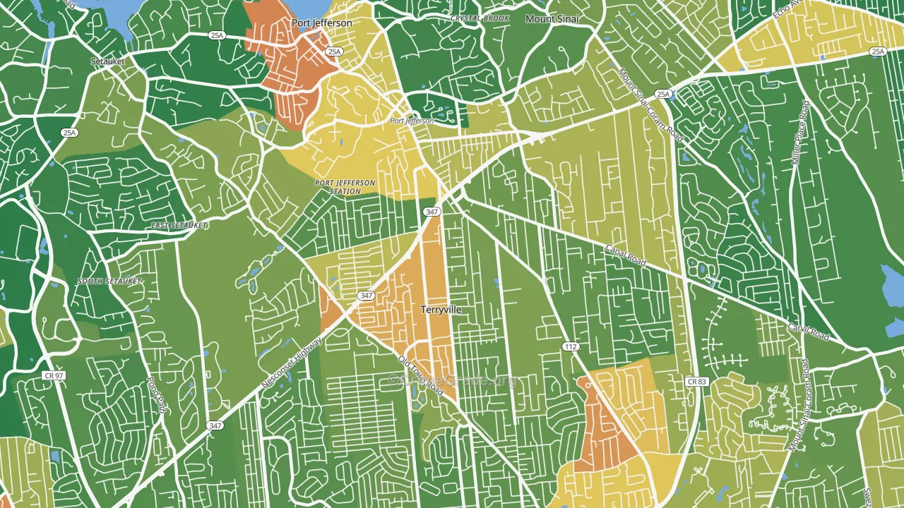 Port Jefferson Station, NY Map of Drug-Related Crime Rates
