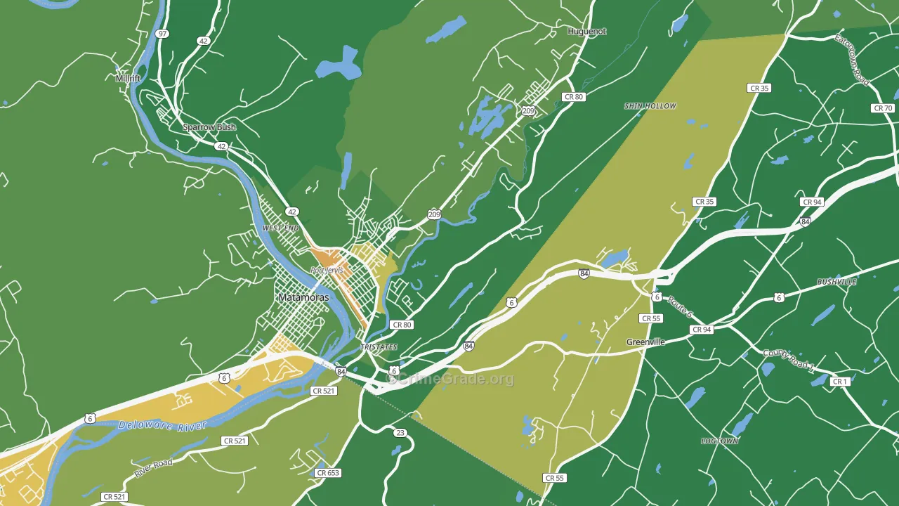 Port Jervis, NY Map of Drug-Related Crime Rates
