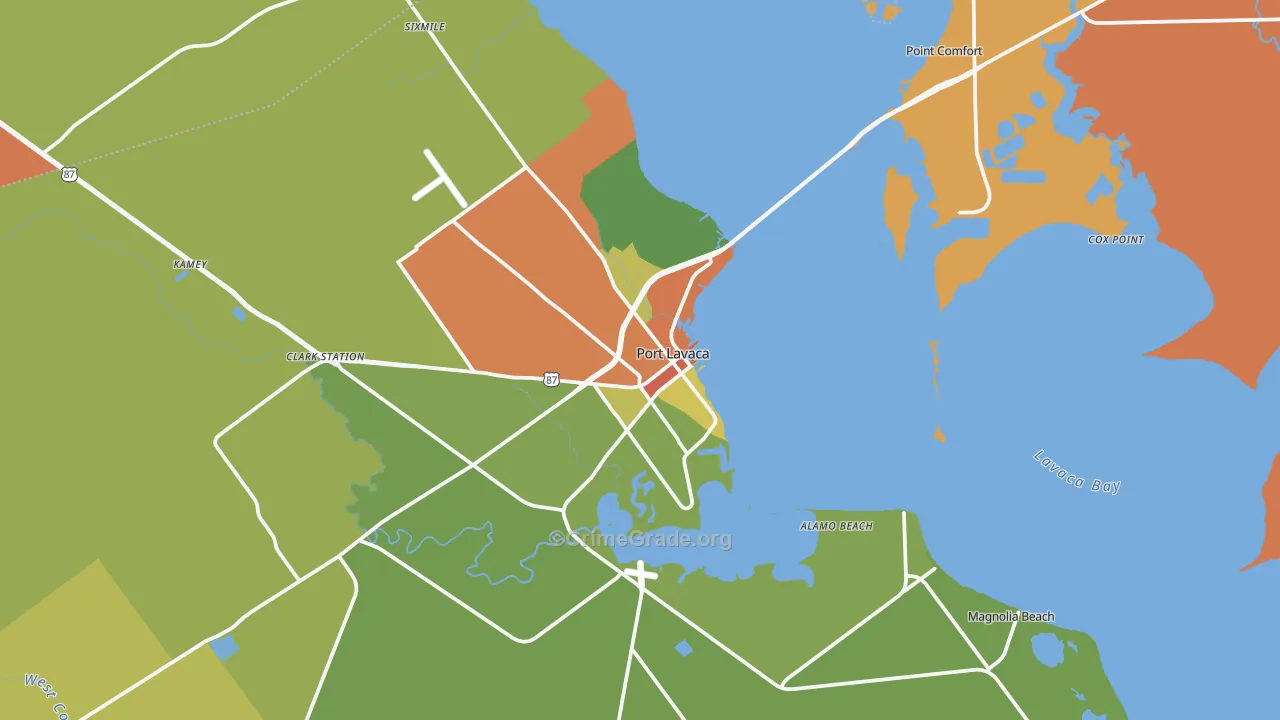 Port Lavaca, TX Map of Drug-Related Crime Rates