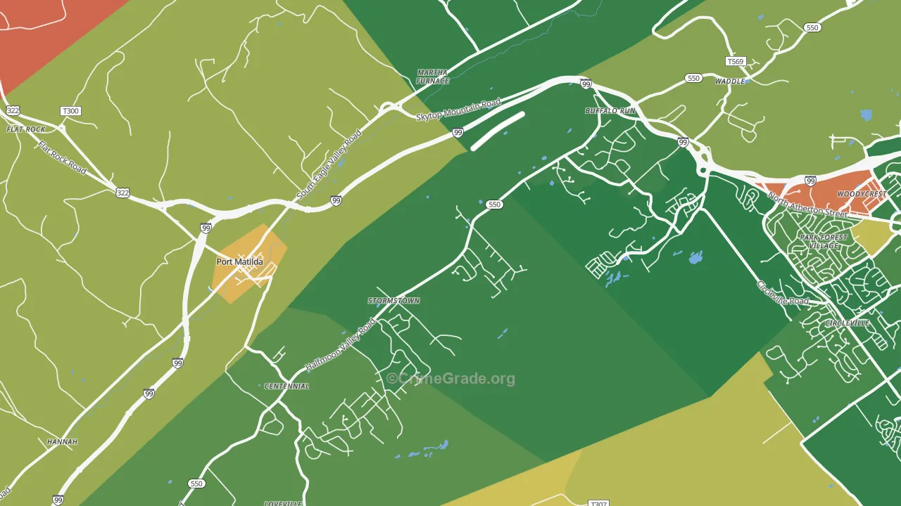 Port Matilda, PA Map of Drug-Related Crime Rates