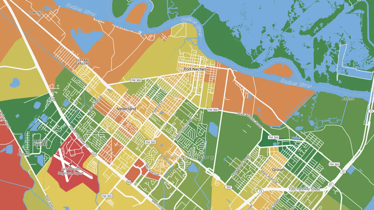 Port Neches, TX Map of Drug-Related Crime Rates