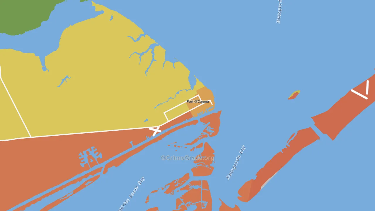 Port O'Connor, TX Map of Drug-Related Crime Rates