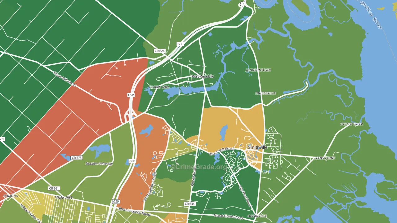 Port Republic, NJ Map of Drug-Related Crime Rates