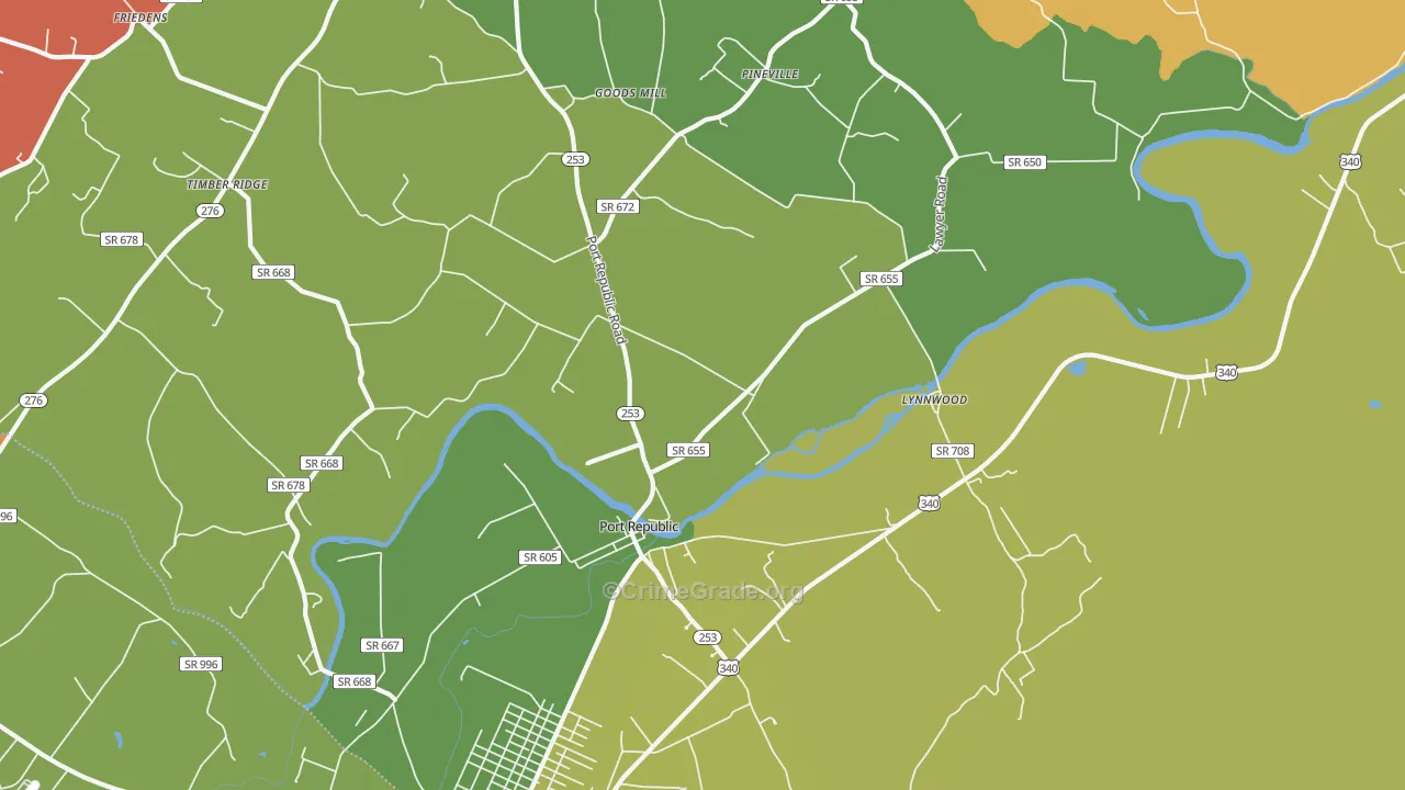 Port Republic, VA Map of Drug-Related Crime Rates