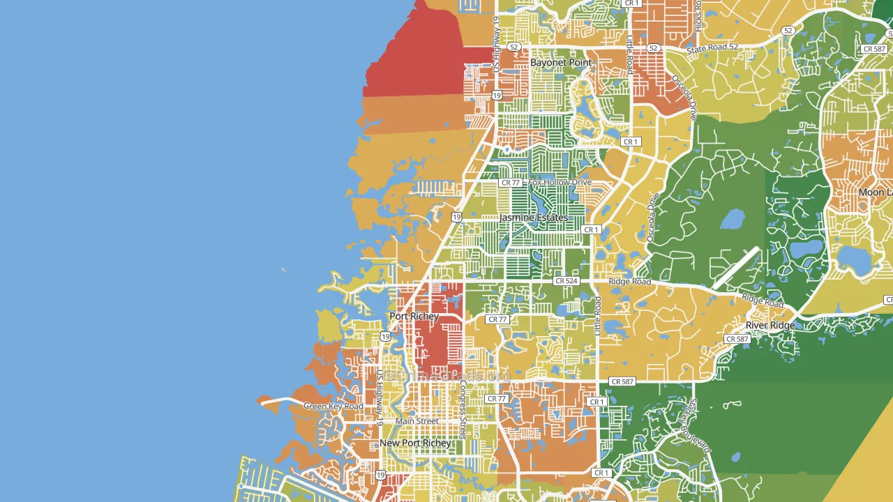 Port Richey, FL Map of Drug-Related Crime Rates