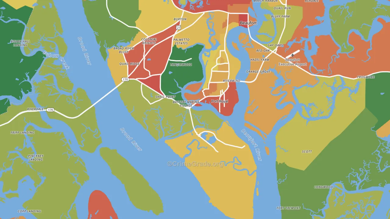 Port Royal, SC Map of Drug-Related Crime Rates