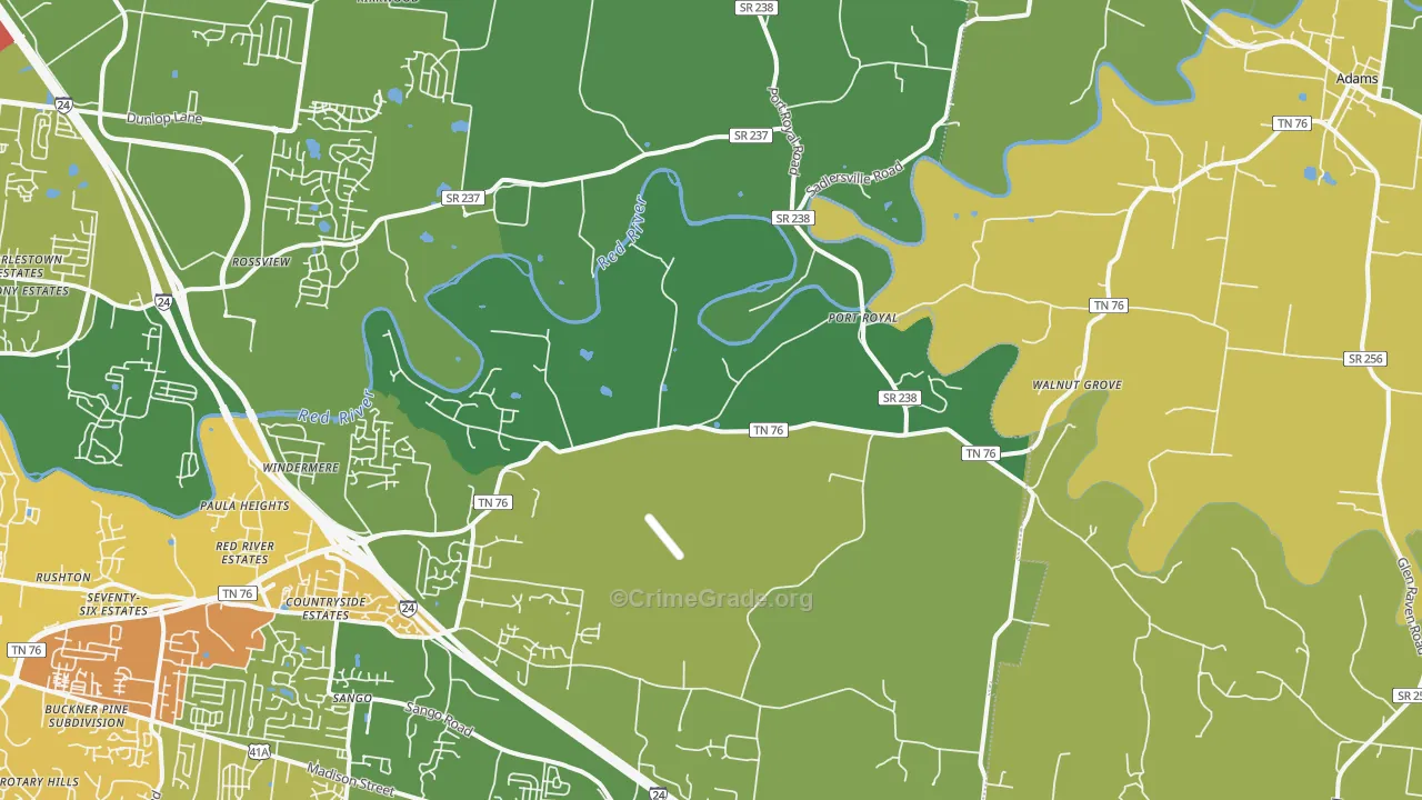 Port Royal, TN Map of Drug-Related Crime Rates