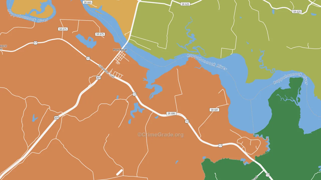 Port Royal, VA Map of Drug-Related Crime Rates