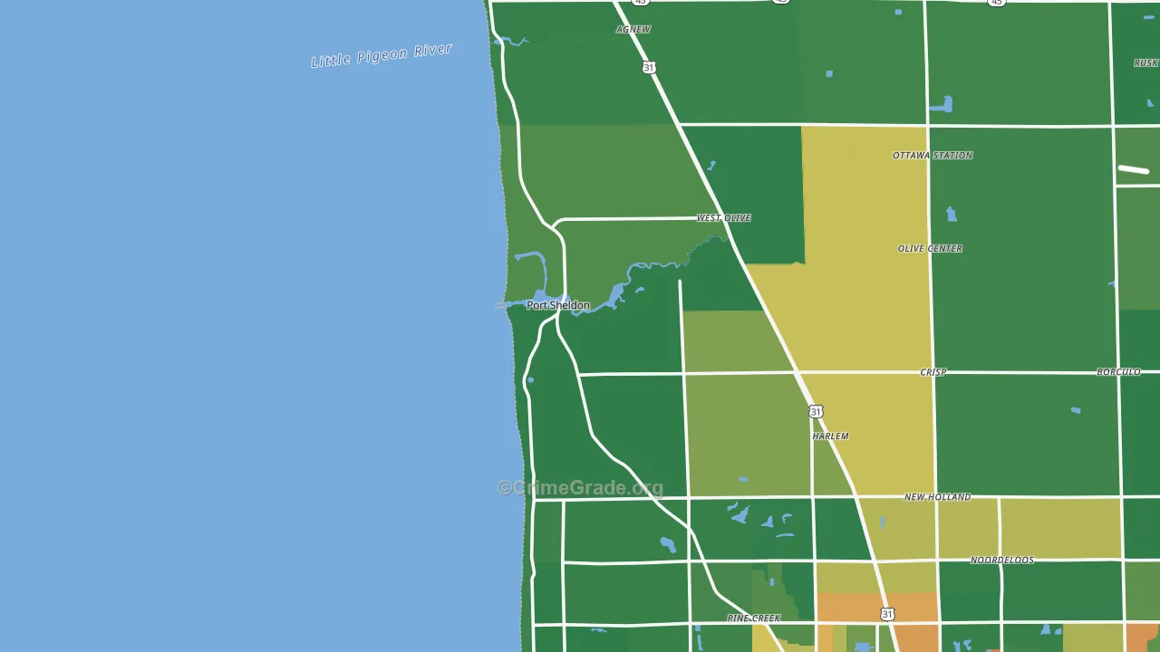 Port Sheldon, MI Map of Drug-Related Crime Rates