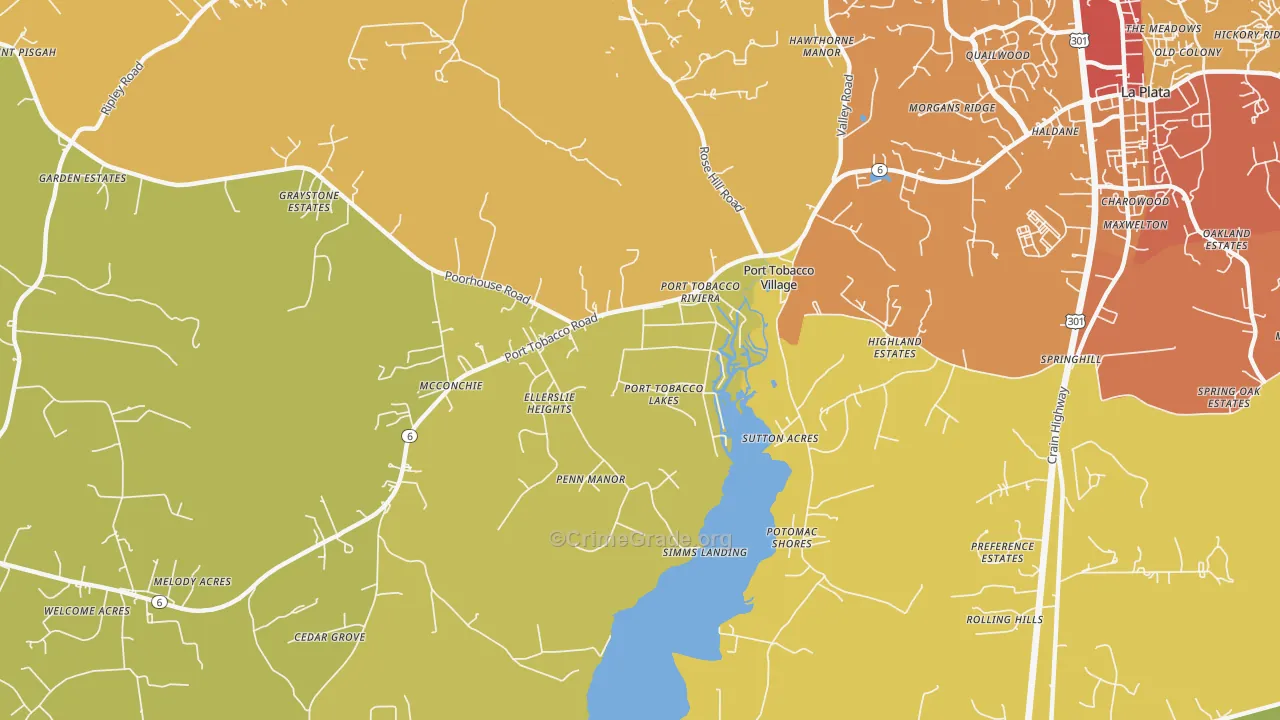 Port Tobacco, MD Map of Drug-Related Crime Rates