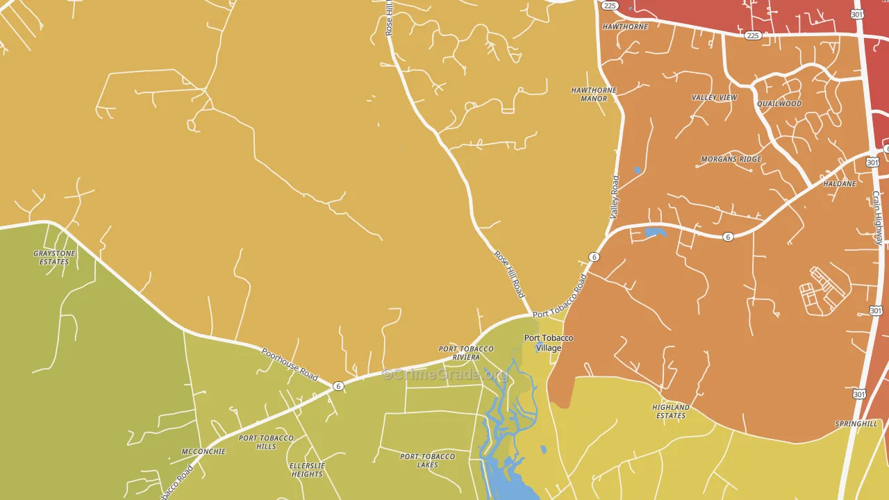 Port Tobacco Riviera, MD Map of Drug-Related Crime Rates
