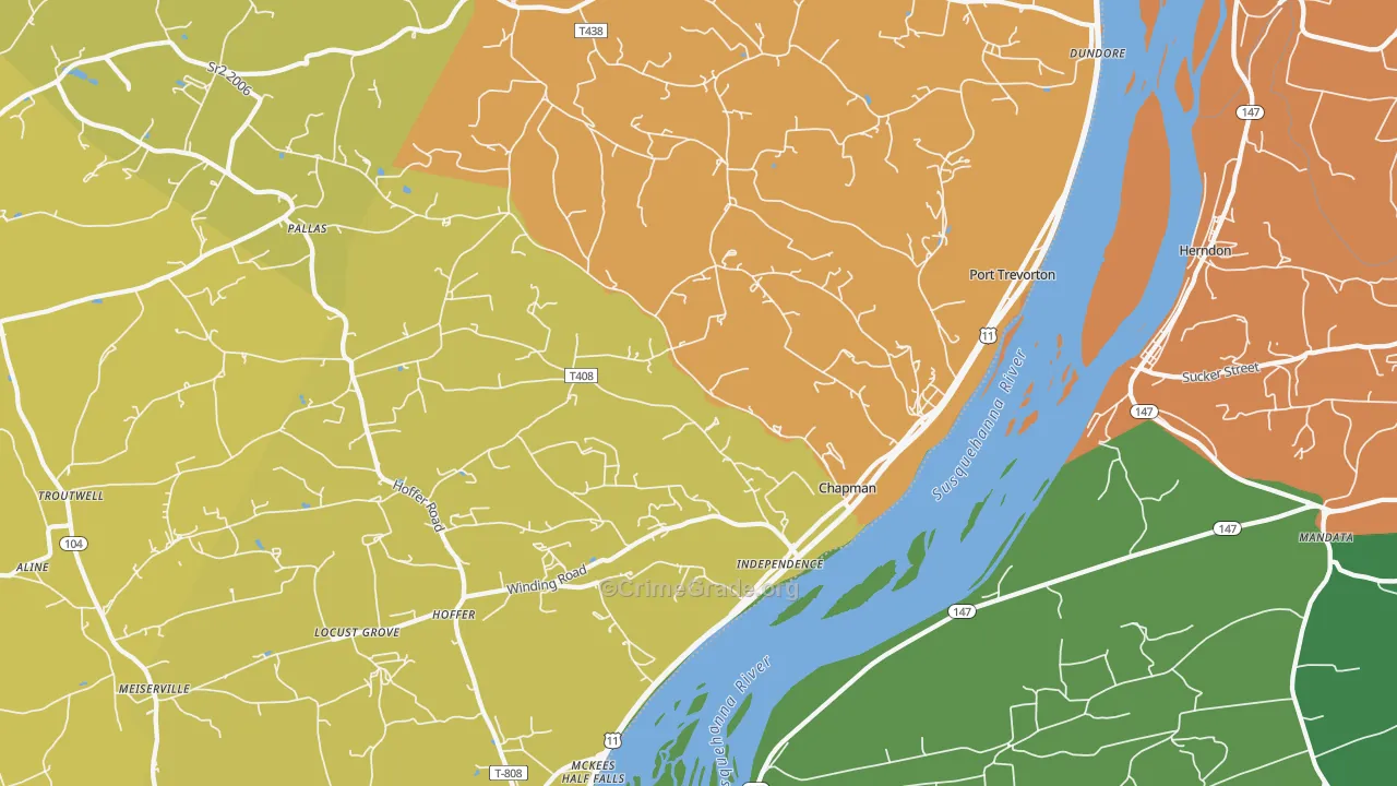Port Trevorton, PA Map of Drug-Related Crime Rates