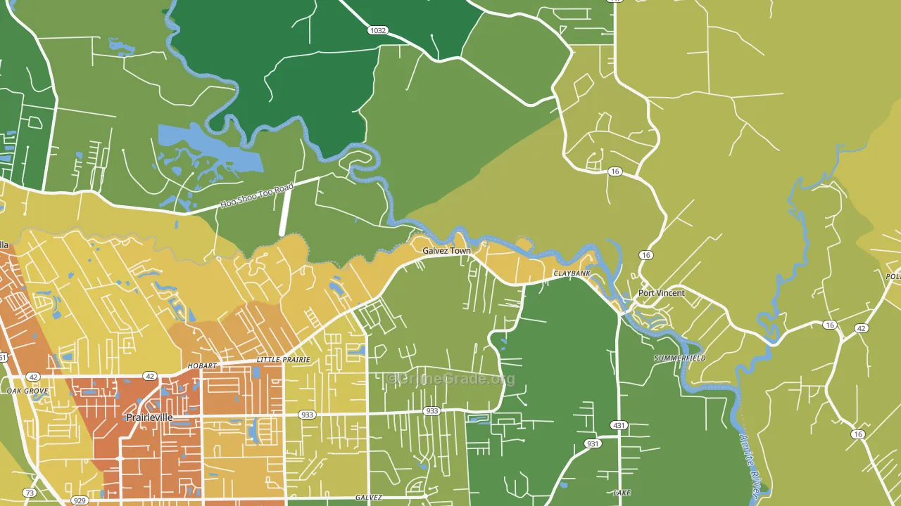 Port Vincent, LA Map of Drug-Related Crime Rates