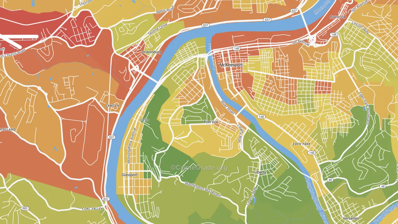 Port Vue, PA Map of Drug-Related Crime Rates