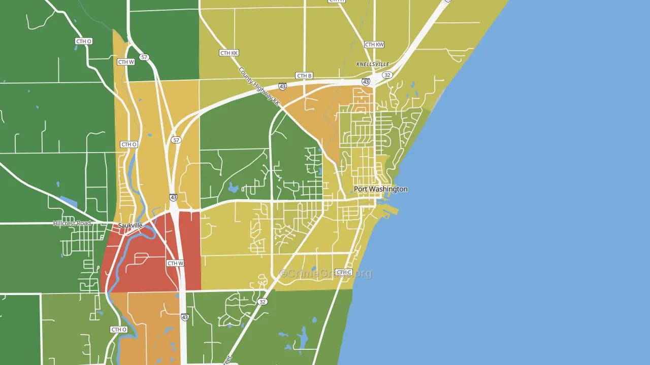 Port Washington, WI Map of Drug-Related Crime Rates