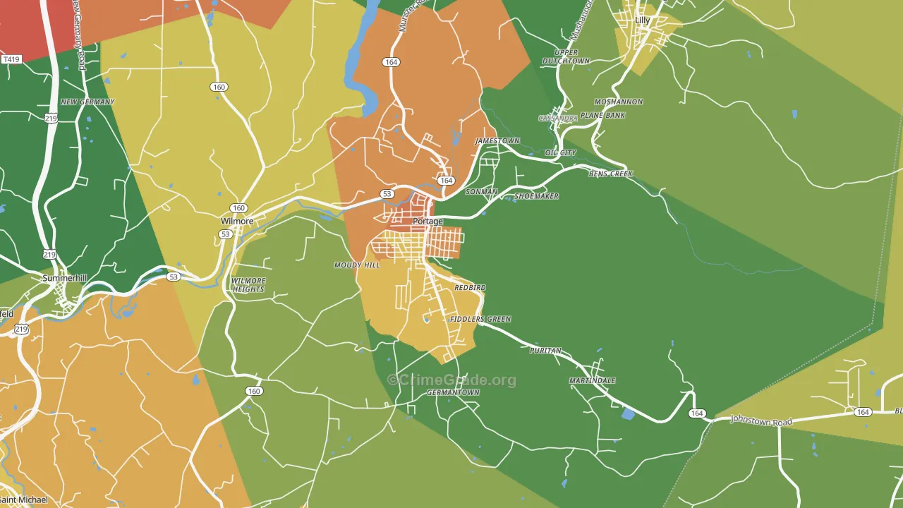 Portage, PA Map of Drug-Related Crime Rates