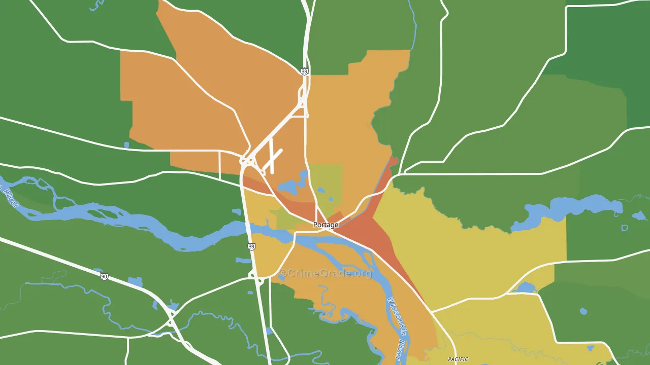 Portage, WI Map of Drug-Related Crime Rates