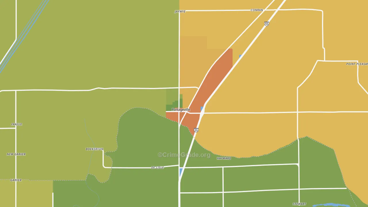 Portageville, MO Map of Drug-Related Crime Rates