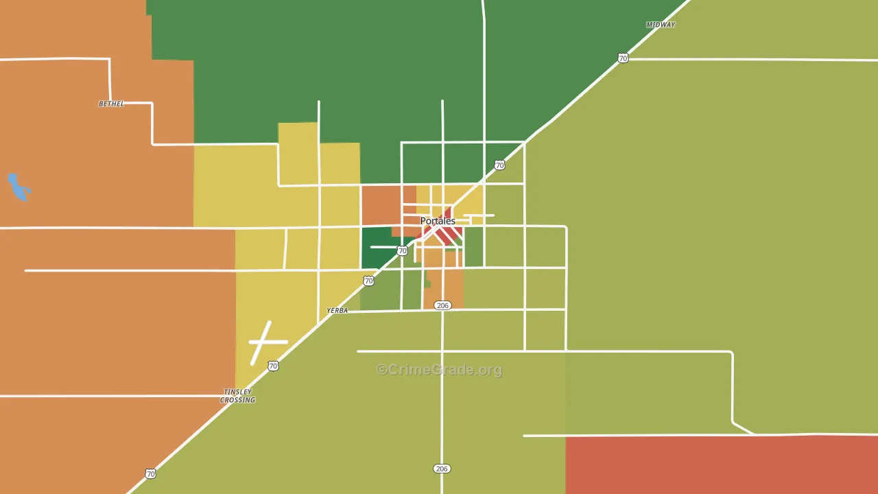 Portales, NM Map of Drug-Related Crime Rates