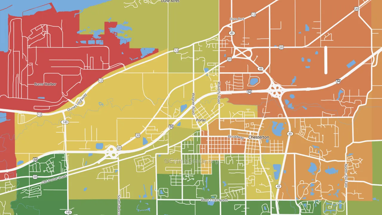Porter, IN Map of Drug-Related Crime Rates