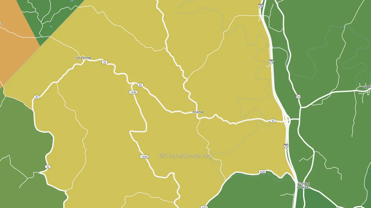 Porter, KY Map of Drug-Related Crime Rates