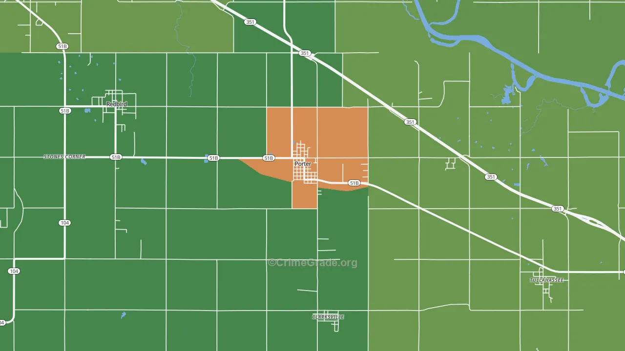 Porter, OK Map of Drug-Related Crime Rates
