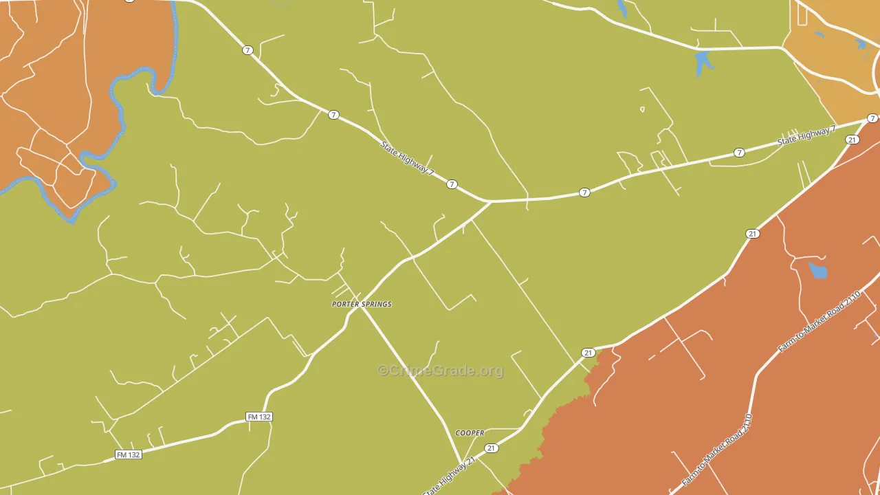 Porter Springs, TX Map of Drug-Related Crime Rates