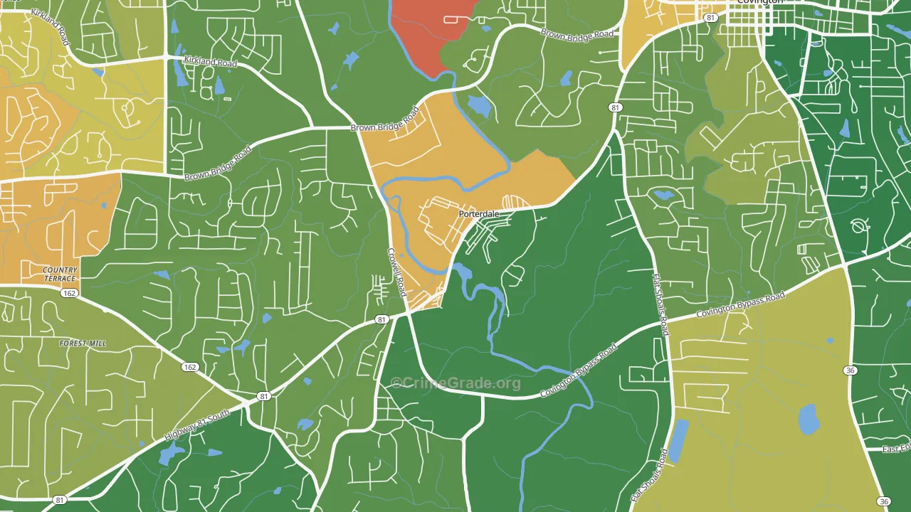 Porterdale, GA Map of Drug-Related Crime Rates
