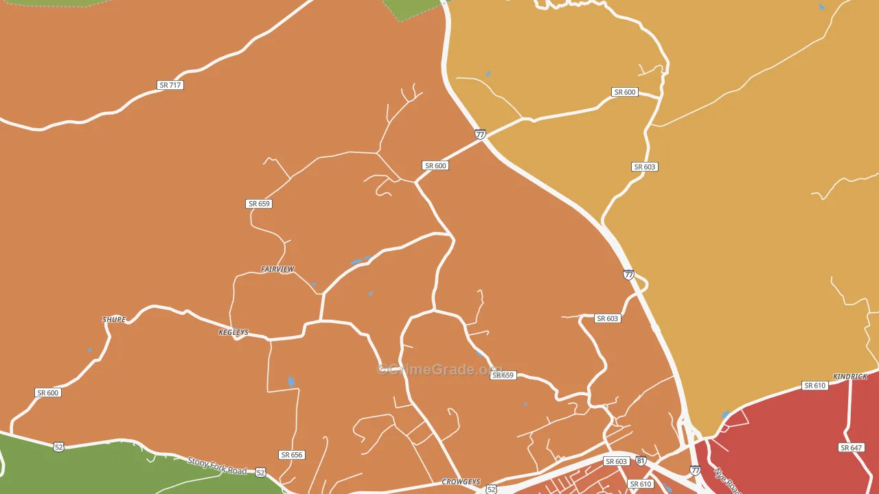 Porters Crossroads, VA Map of Drug-Related Crime Rates
