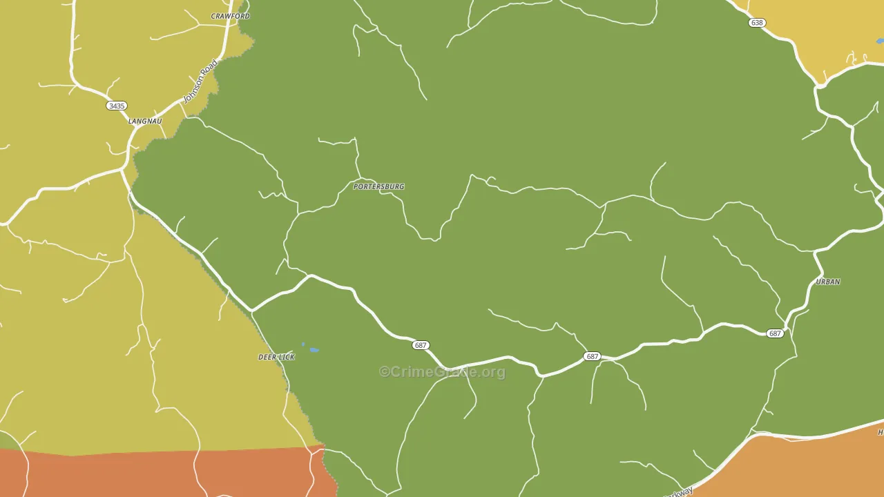 Portersburg, KY Map of Drug-Related Crime Rates