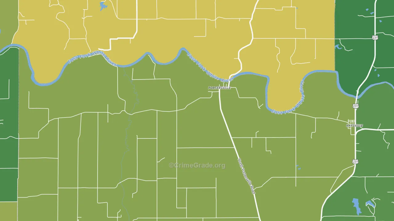 Portersville, IN Map of Drug-Related Crime Rates