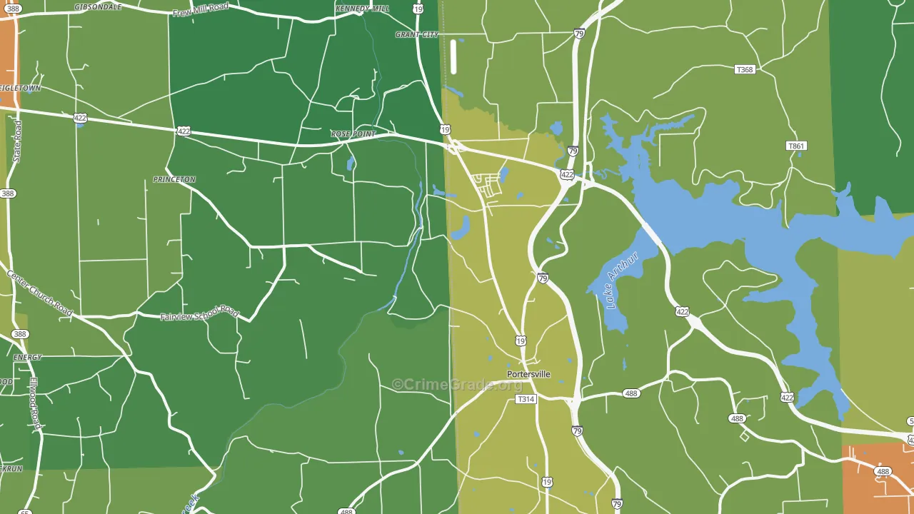 Portersville, PA Map of Drug-Related Crime Rates
