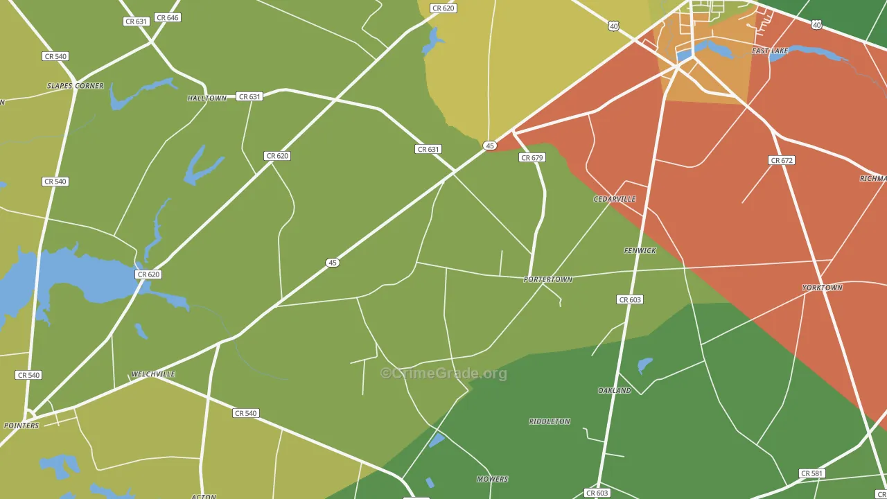 Portertown, NJ Map of Drug-Related Crime Rates