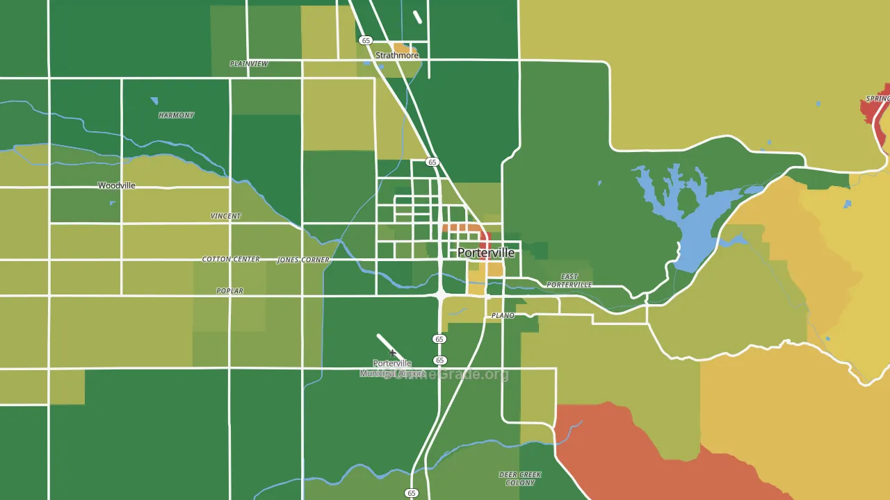 Porterville, CA Map of Drug-Related Crime Rates