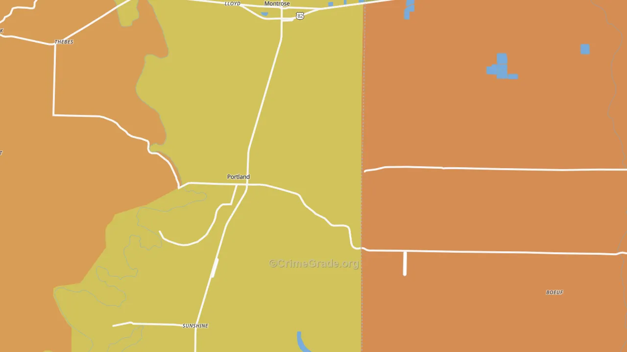 Portland, AR Map of Drug-Related Crime Rates