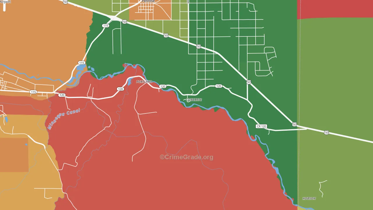 Portland, CO Map of Drug-Related Crime Rates