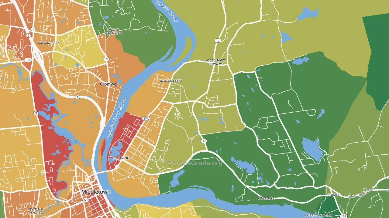 Portland, CT Map of Drug-Related Crime Rates