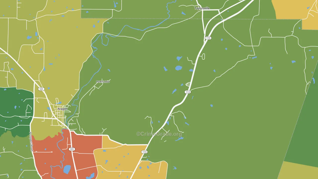 Portland, GA Map of Drug-Related Crime Rates