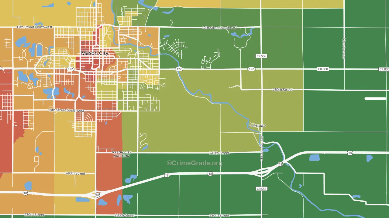 Portland, IA Map of Drug-Related Crime Rates
