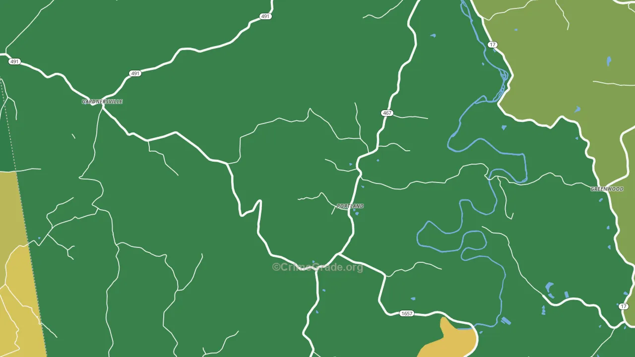 Portland, KY Map of Drug-Related Crime Rates