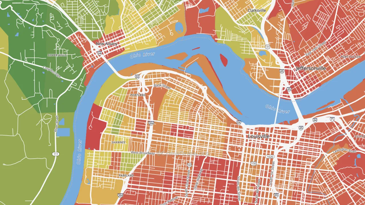 Portland, Louisville, KY Map of Drug-Related Crime Rates