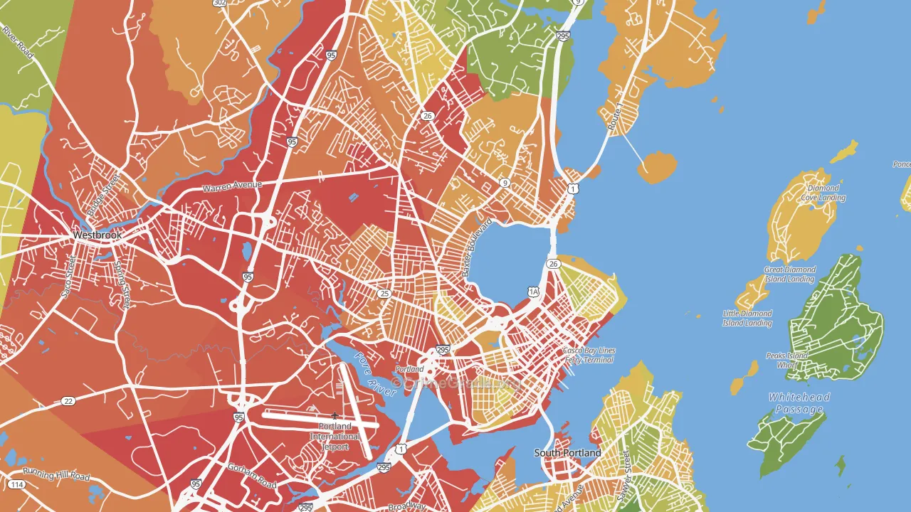 Portland, ME Map of Drug-Related Crime Rates