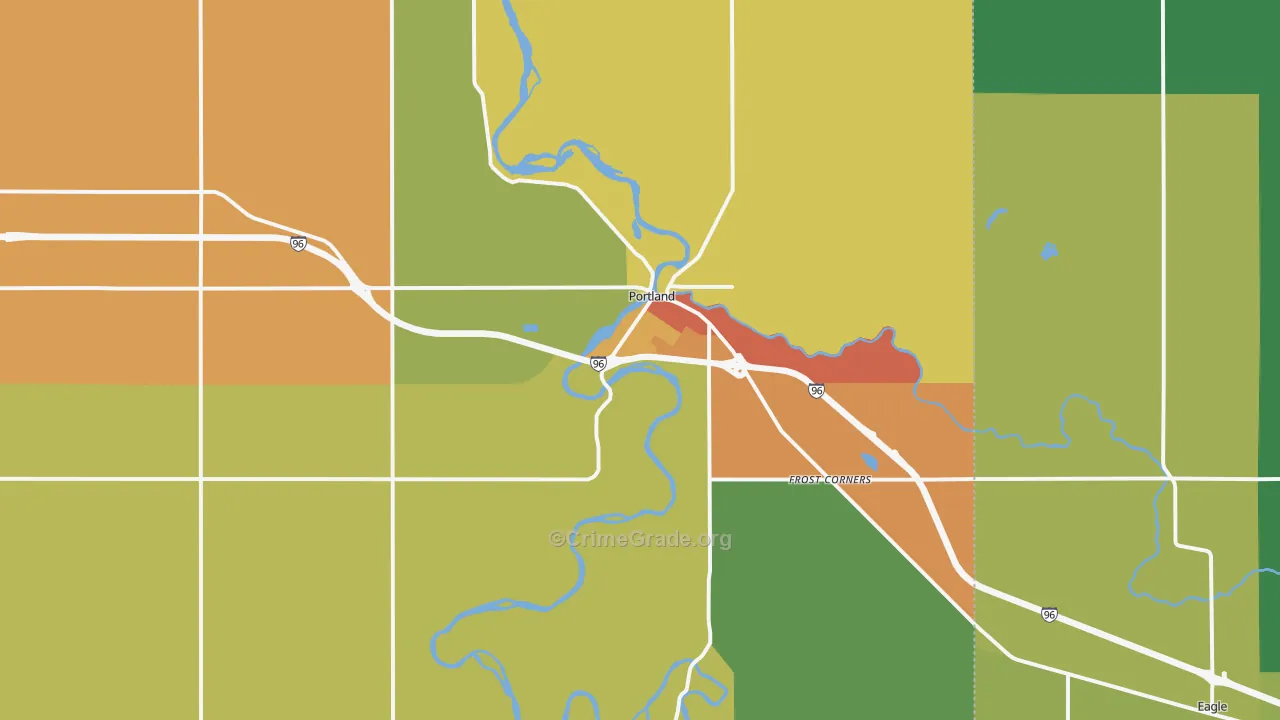 Portland, MI Map of Drug-Related Crime Rates