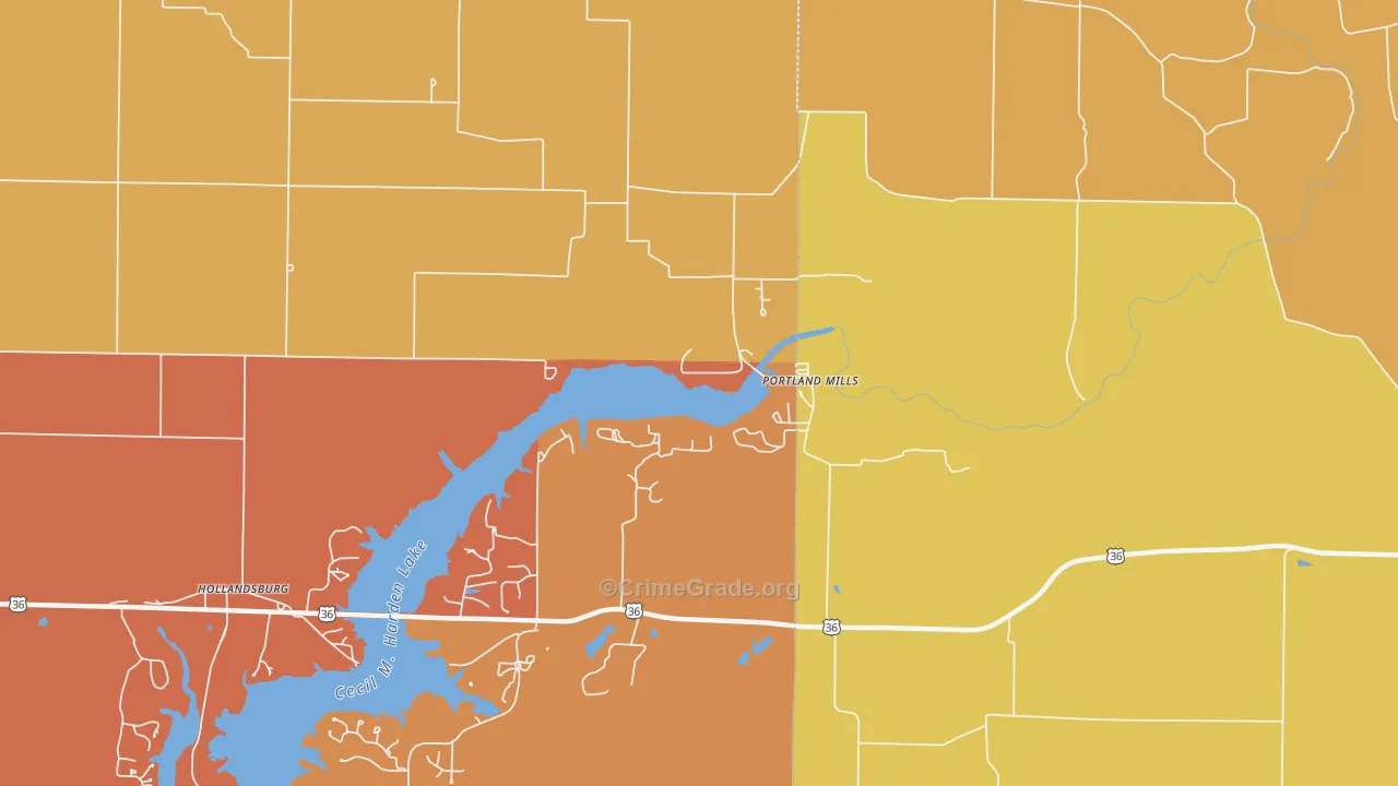 Portland Mills, IN Map of Drug-Related Crime Rates