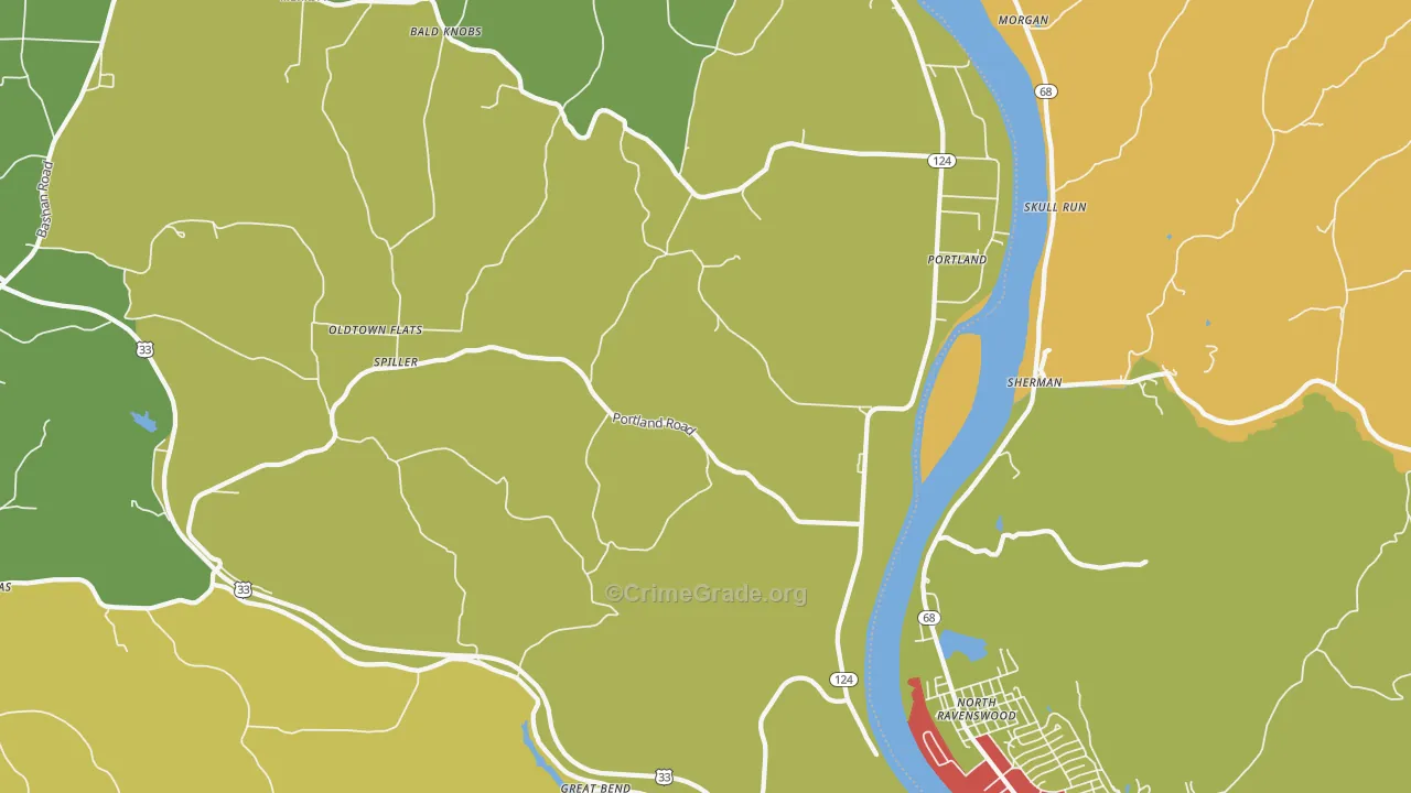 Portland, OH Map of Drug-Related Crime Rates