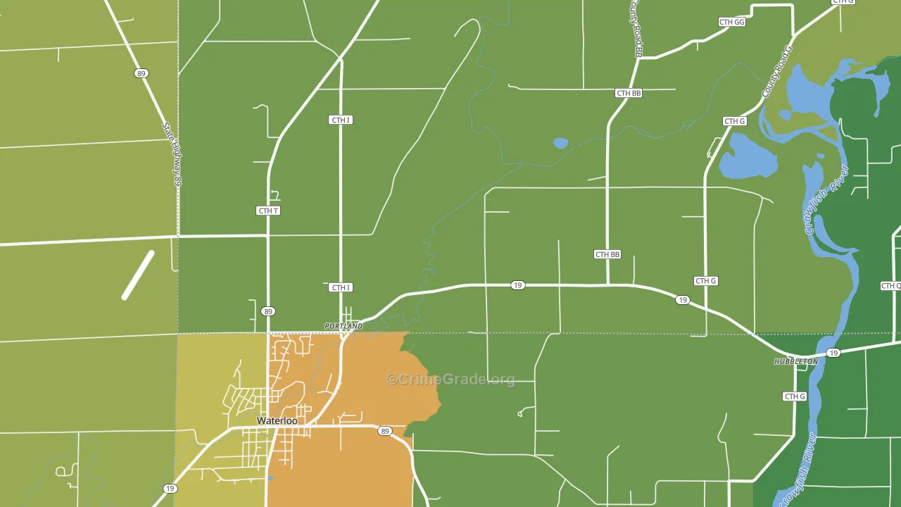 Portland, WI Map of Drug-Related Crime Rates